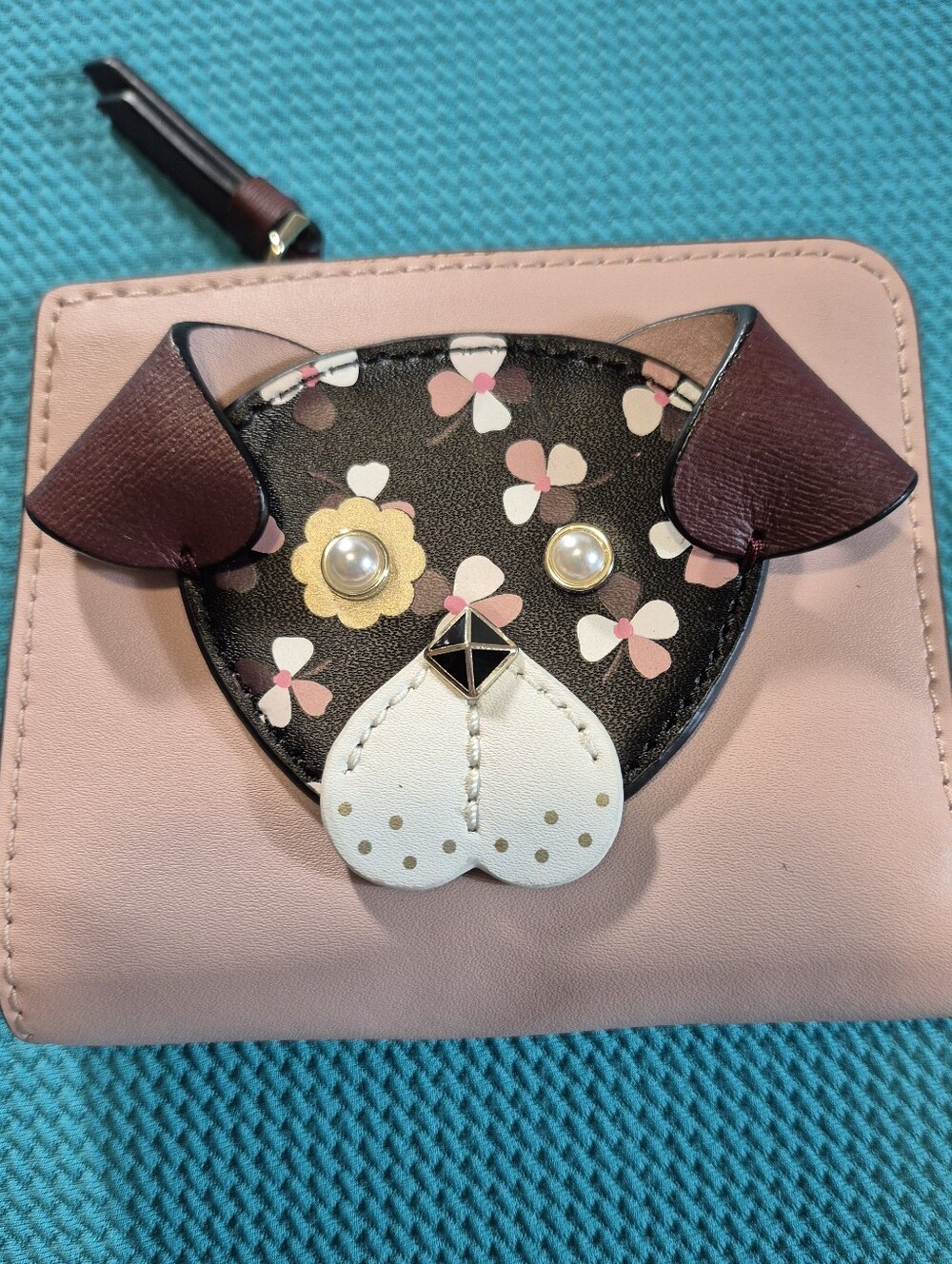 Kate Spade Floral Pup Pink Leather Wallet